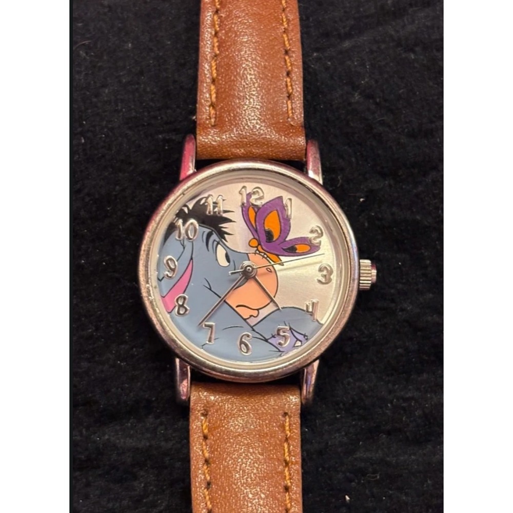 Disney Eeyore Watch SII Marketing MU0522 Brown Leather Strap New Battery
